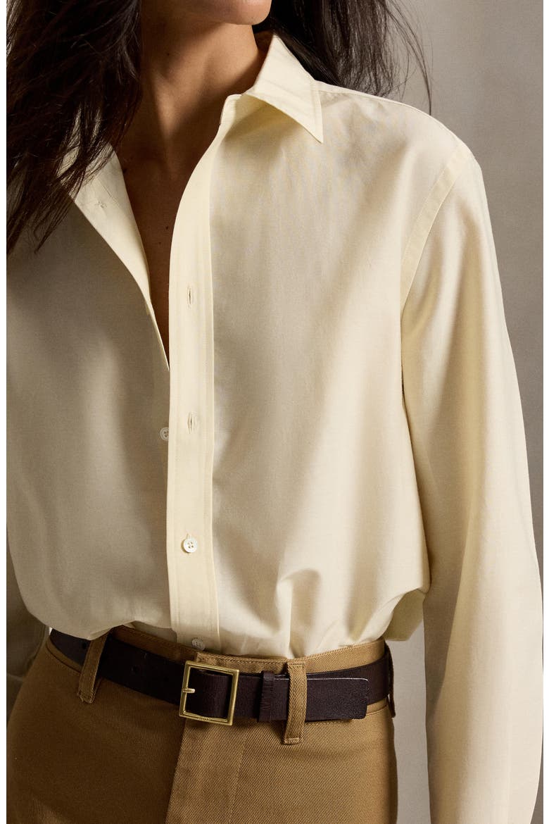 Relaxed Fit Cotton & Silk Button-Up Shirt, Alternate, color, FULL CREAM
