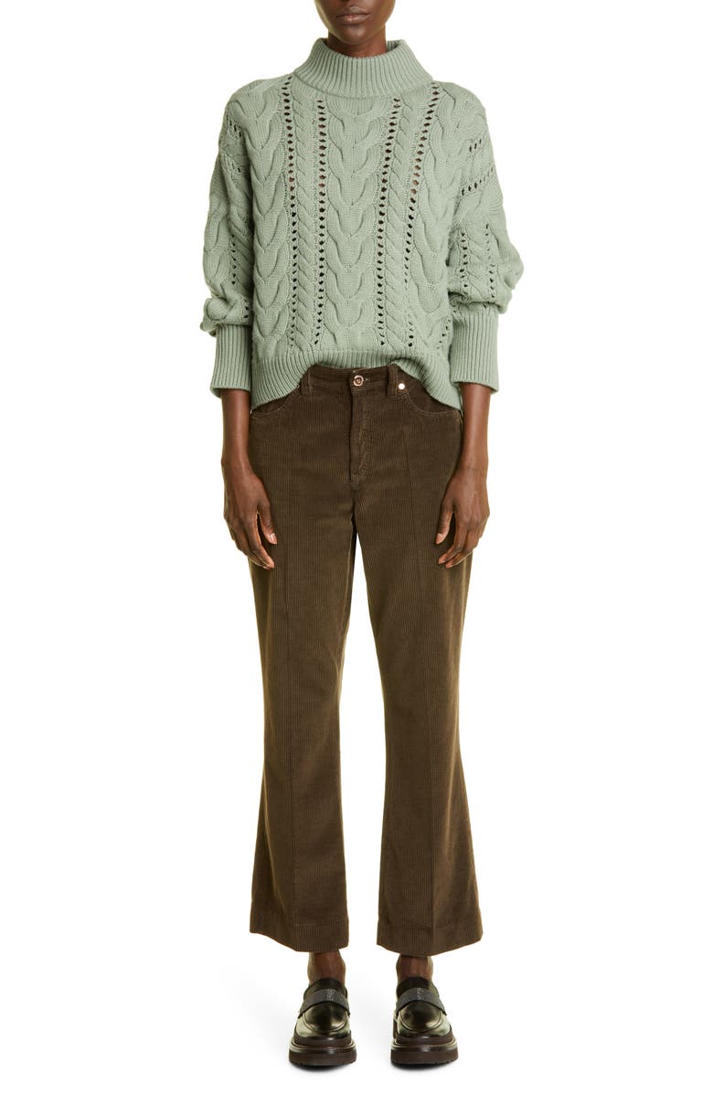 Brunello Cucinelli Mixed Stitch Mock Neck Virgin Wool, Cashmere & Silk Sweater, Alternate, color, 