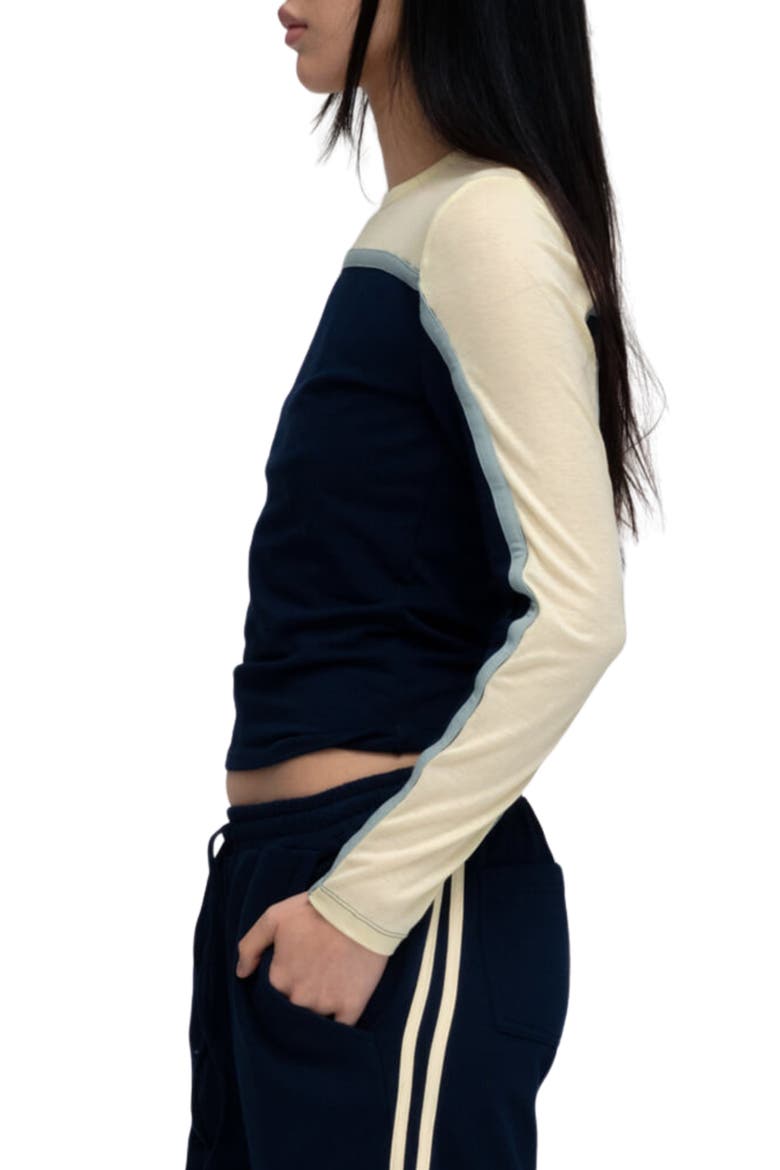 Raon Contrast Stripe Knit Top, Alternate, color, NAVY