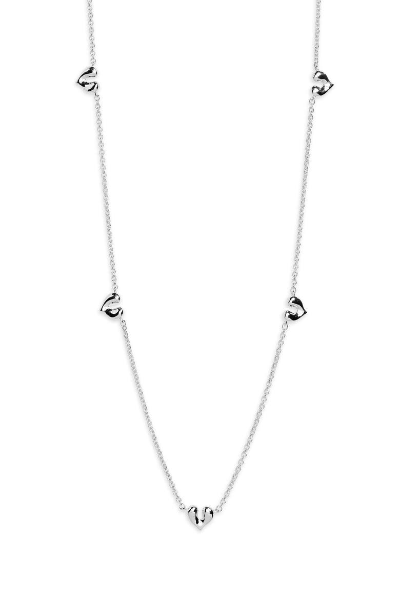 Molten Heart Mini Charm Choker, Main, color, SILVER