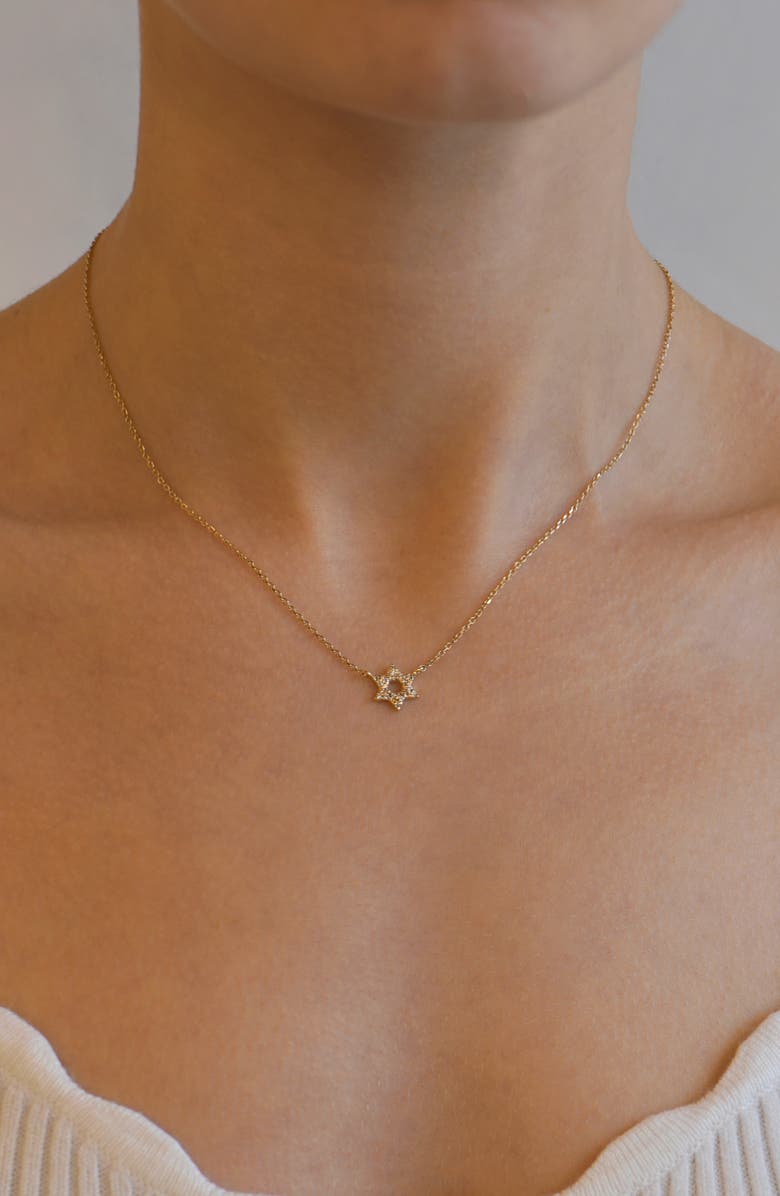 Anzie Love Letter Pavé Diamond Star of David Pendant Necklace, Alternate, color, Gold