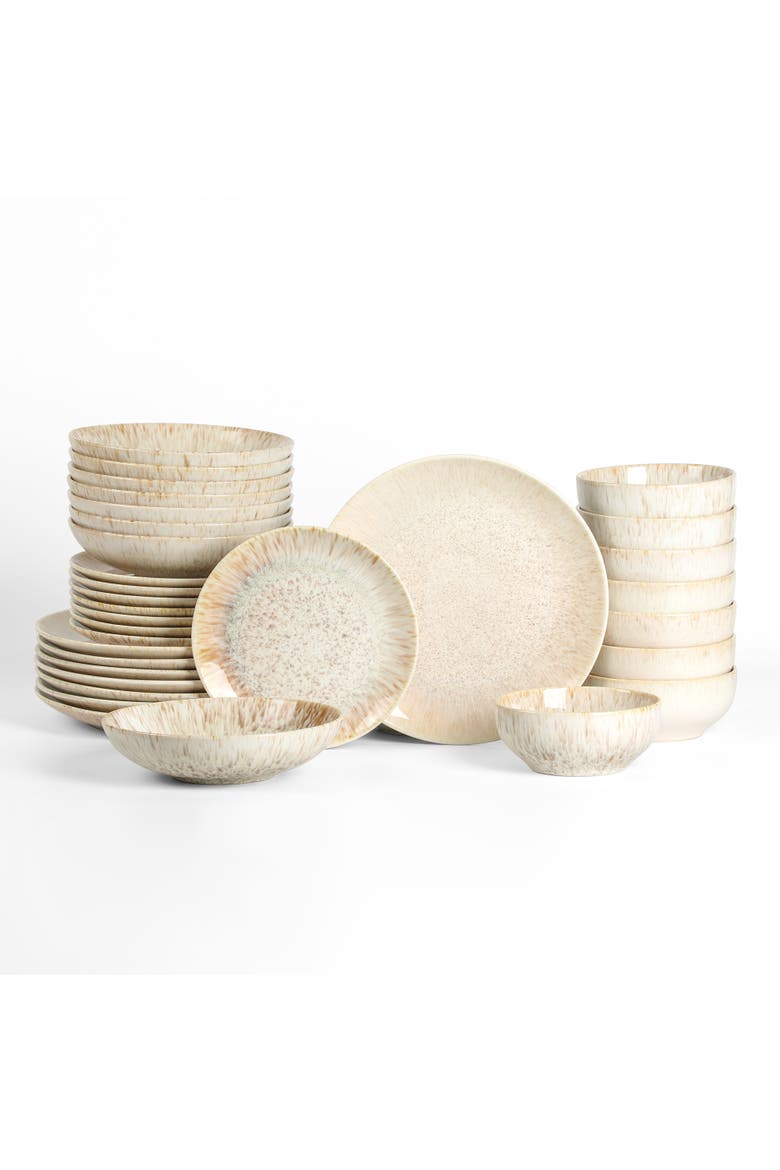 Riley 32-Piece Dinnerware Set Stoneware, Service for 8, Main, color, Sand