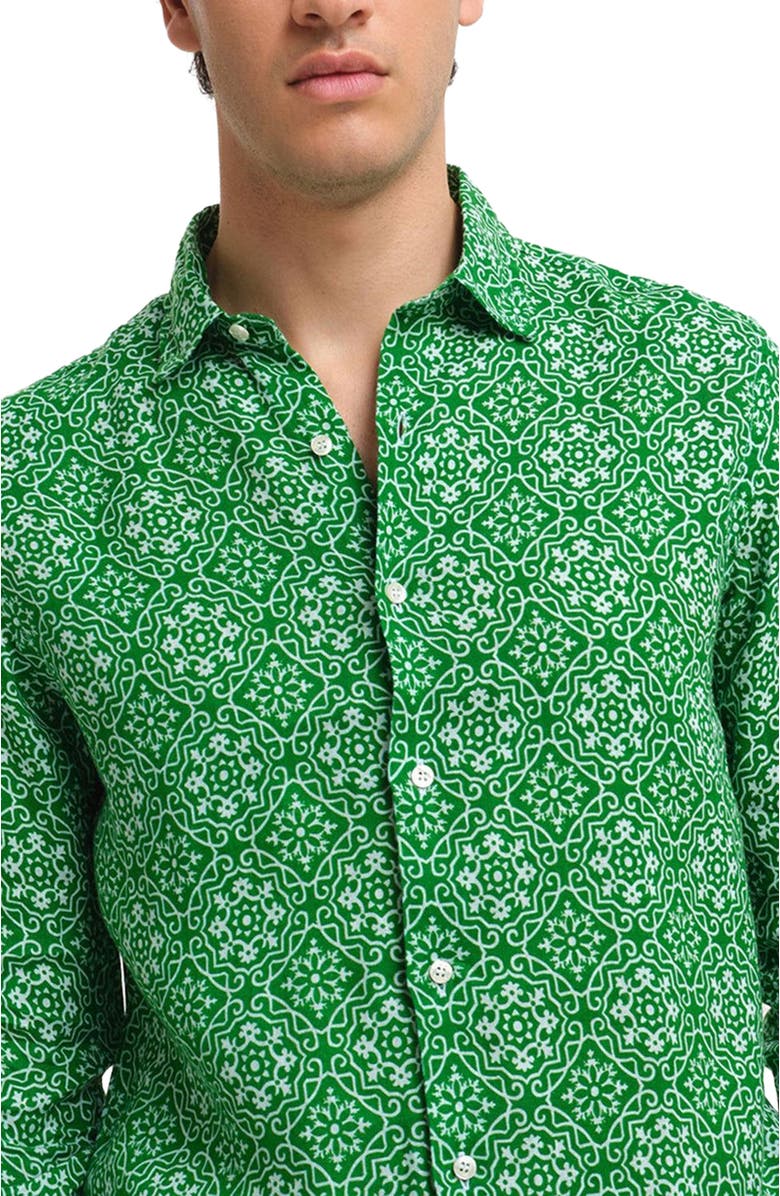 Peninsula Swimwear Filicudi Linen Shirt, Alternate, color, Green Multicolor