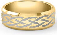 Bliss Diamond Men's Gold Plated Tungsten Ring Celtic Laser 8mm Wedding Band