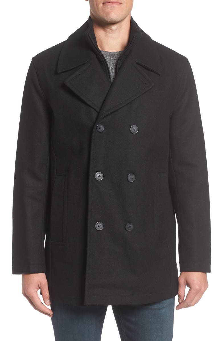 Marc New York Burnett Wool Blend Peacoat with Front Insert, Alternate, color, 