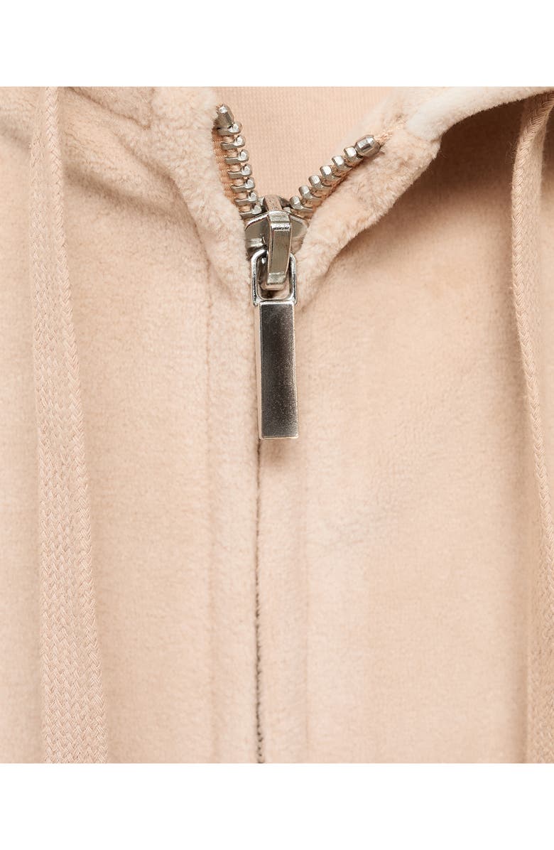 MANGO Velour Zip Hoodie, Alternate, color, Light/ Pastel Grey