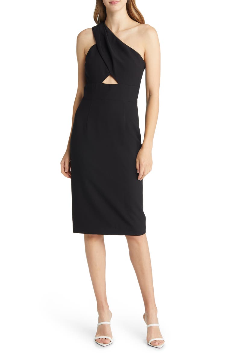 Honey One-Shoulder Sheath Dress, Main, color, BLACK