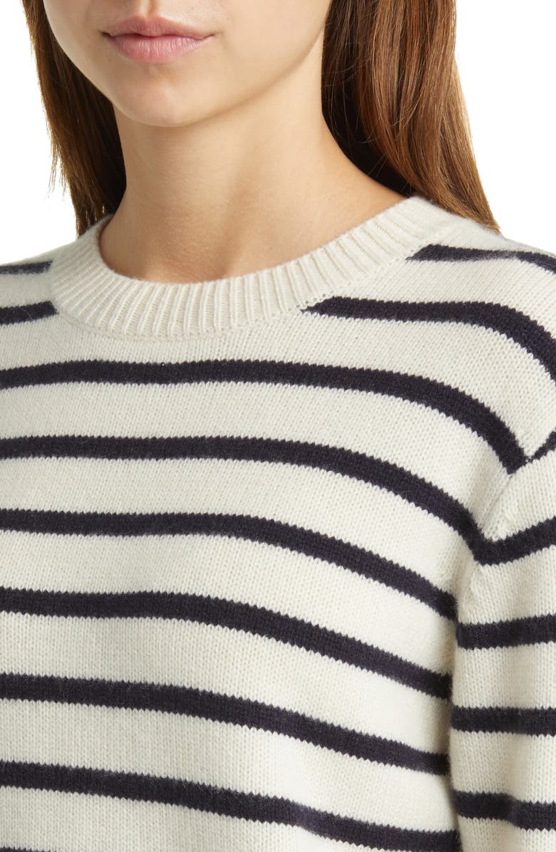 FRAME Stripe Cashmere Crewneck Sweater, Alternate, color, Navy Multi