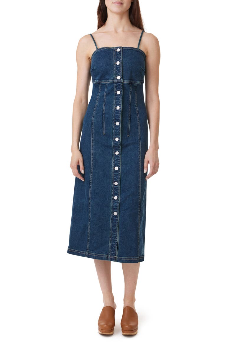 Habitual Button-Up Denim Midi Dress, Main, color, Tide