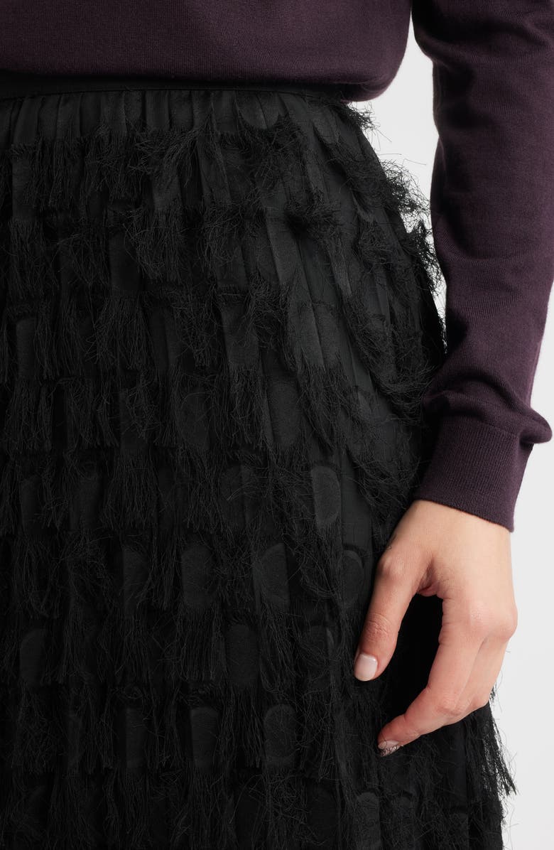 BOSS Vodia Fringe Detail Midi Skirt, Alternate, color, Black