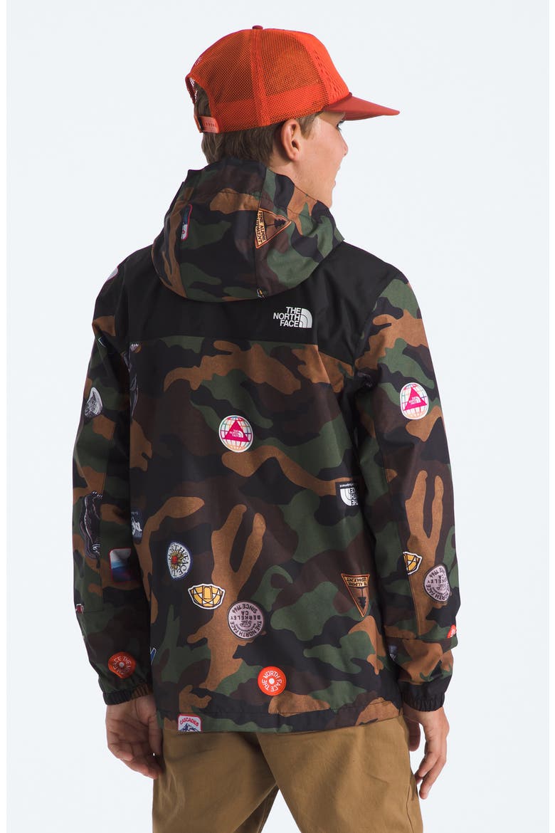 Kids' Antora Waterproof Hooded Rain Jacket, Alternate, color, TNF BLACK TNF PATCH PRINT
