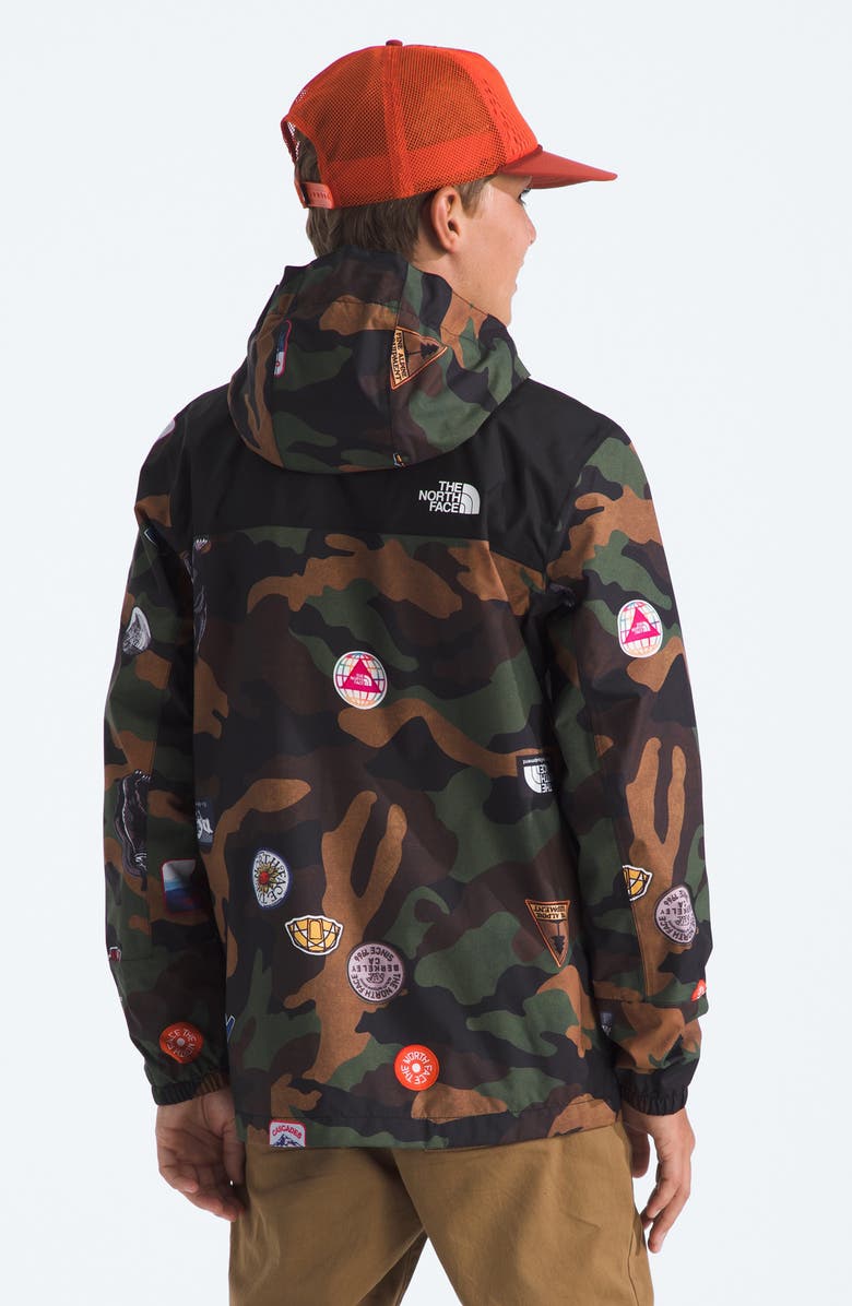 The North Face Kids' Antora Waterproof Hooded Rain Jacket, Alternate, color, Tnf Black Tnf Patch Print