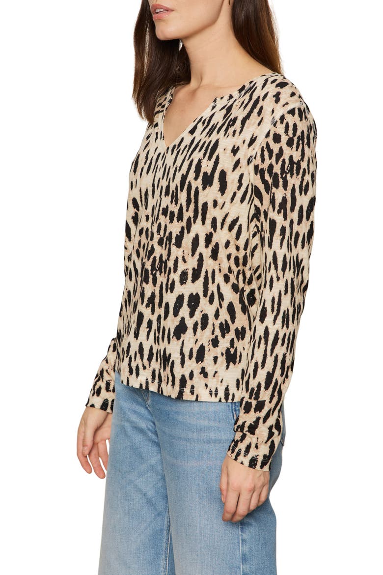 Print Split Neck Knit Top, Alternate, color, GENTLE LEO