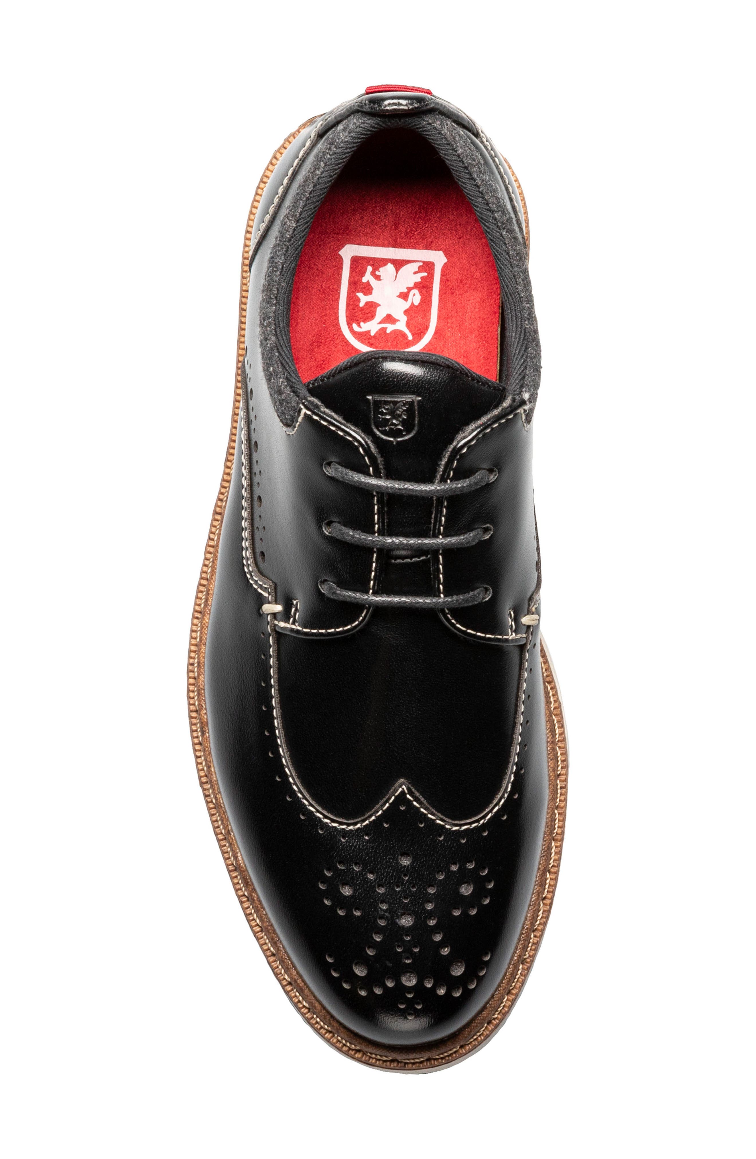 Kids' Synergy Wingtip Faux Leather Shoe, Alternate, color, BLACK