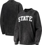 PRESSBOX Women's Pressbox Black Michigan State Spartans Comfy Cord Vintage Wash Basic Arch Pullover Sweatshirt