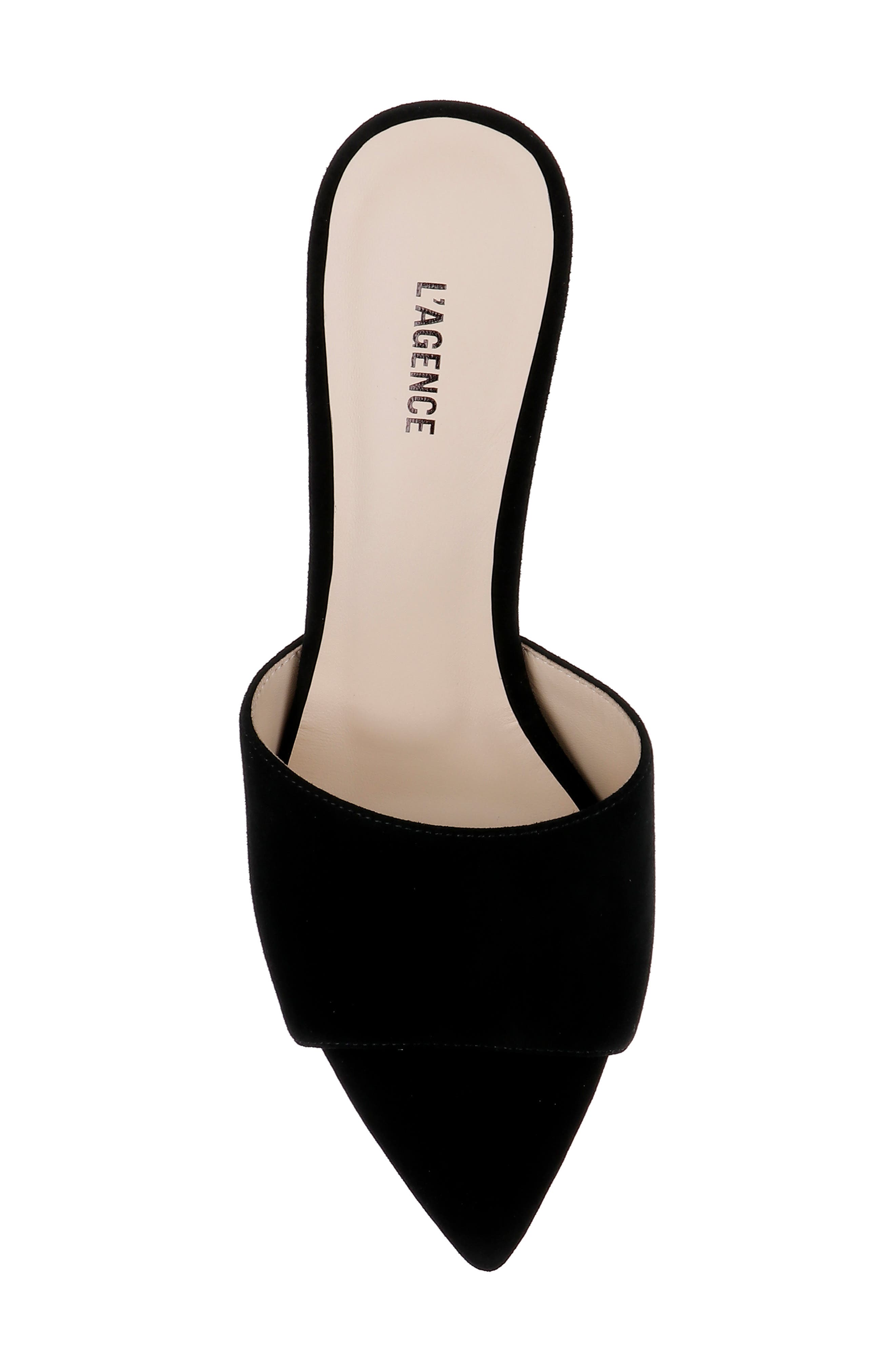 L'AGENCE Lolita Pointed Toe Sandal, Alternate, color, Blacksuede