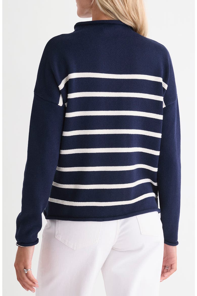 Striped Mock Neck Sweater, Alternate, color, NAUTICAL NAVY STRIPE