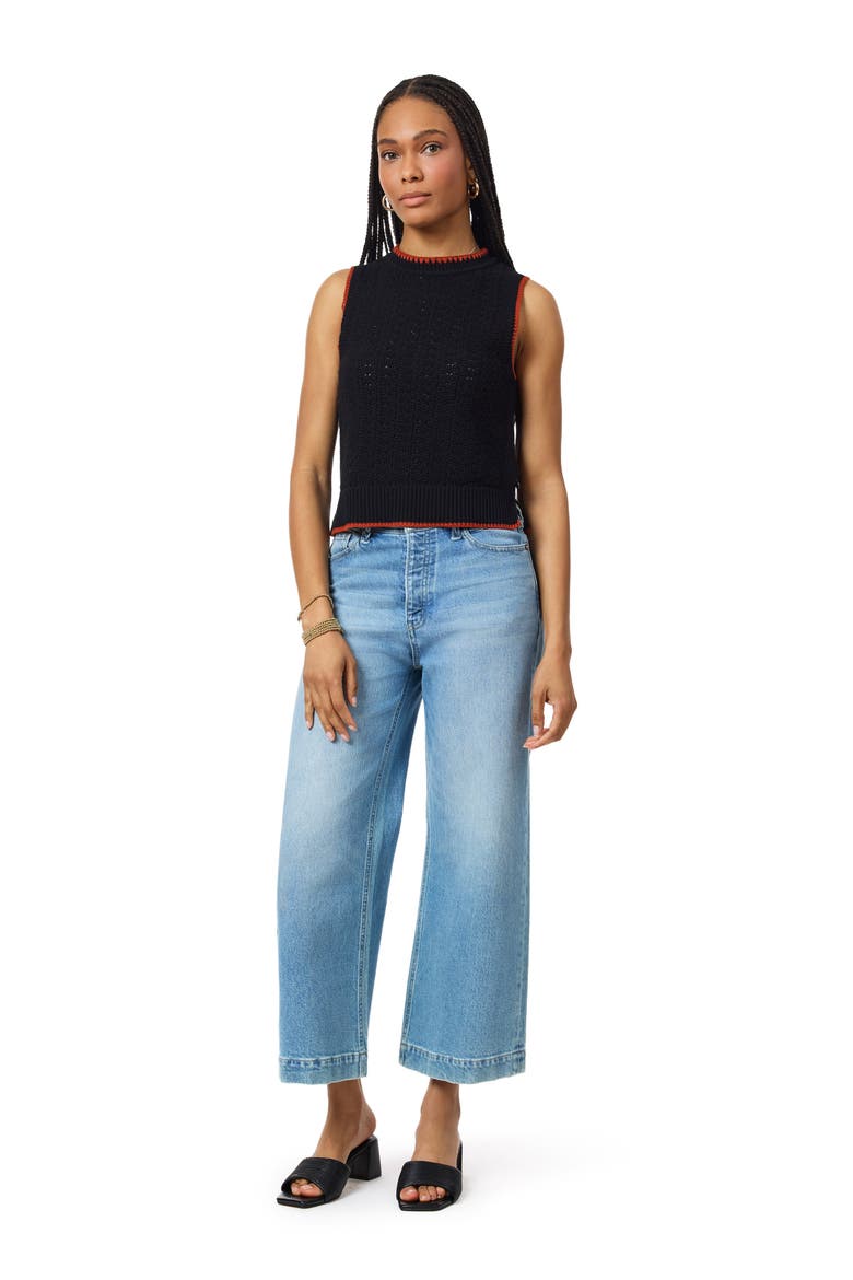 Pointelle Stitch Sweater Tank, Alternate, color, BLACK NIGHT