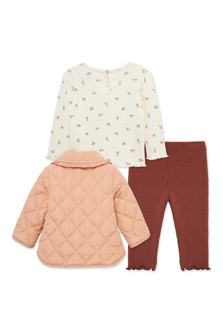 Kids' 3-Piece Quilted Jacket, Tee & Pants Set, Alternate, color, PINK