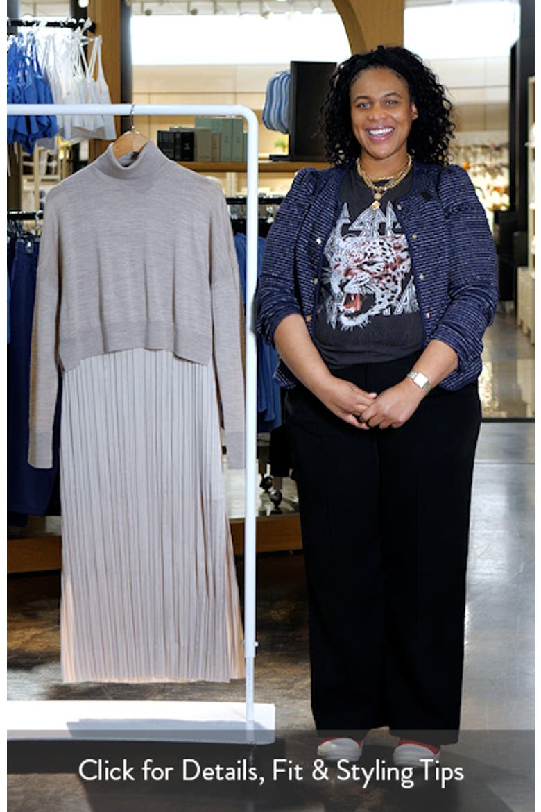 Vittoria Merino Wool High-Low Sweater & Micropleat Midi Dress Set video