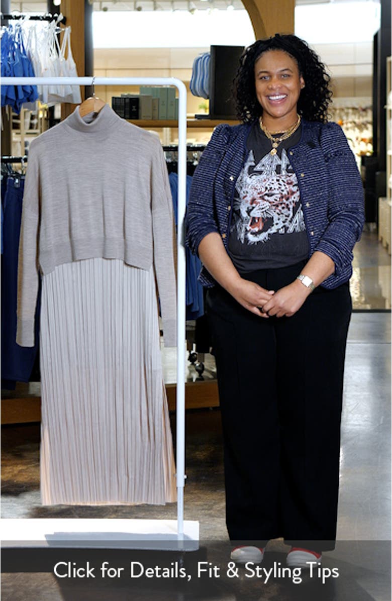 Vittoria Merino Wool High-Low Sweater & Micropleat Midi Dress Set, sales video thumbnail