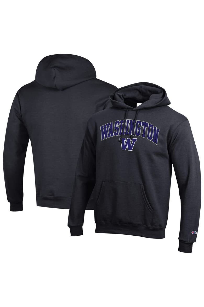 Men's Champion  Black Washington Huskies Arch Over Logo Pullover Hoodie, Main, color, Black