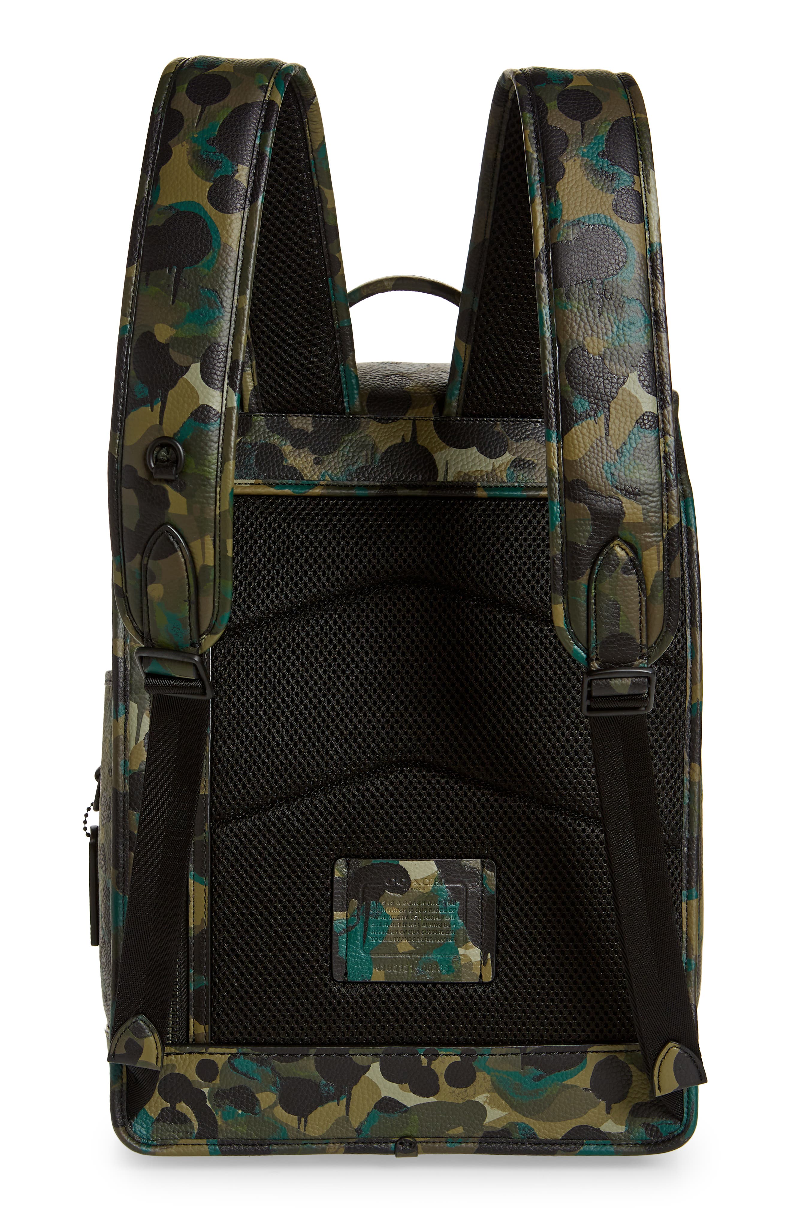 COACH League Camo Print Leather Backpack, Alternate, color, 