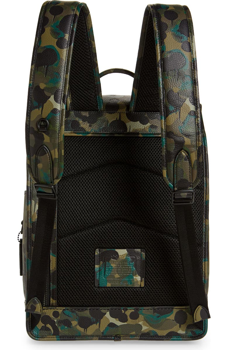 COACH League Camo Print Leather Backpack, Alternate, color,