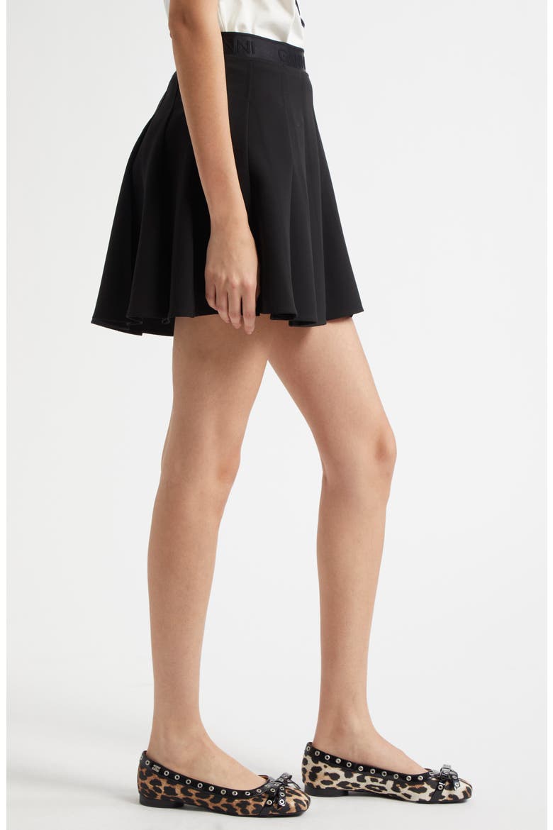 Pleated Twill Miniskirt, Alternate, color, BLACK