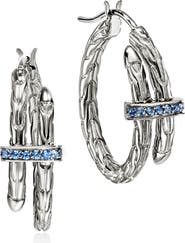 John Hardy Spear Hoop Earrings, Sterling Silver, Sapphires
