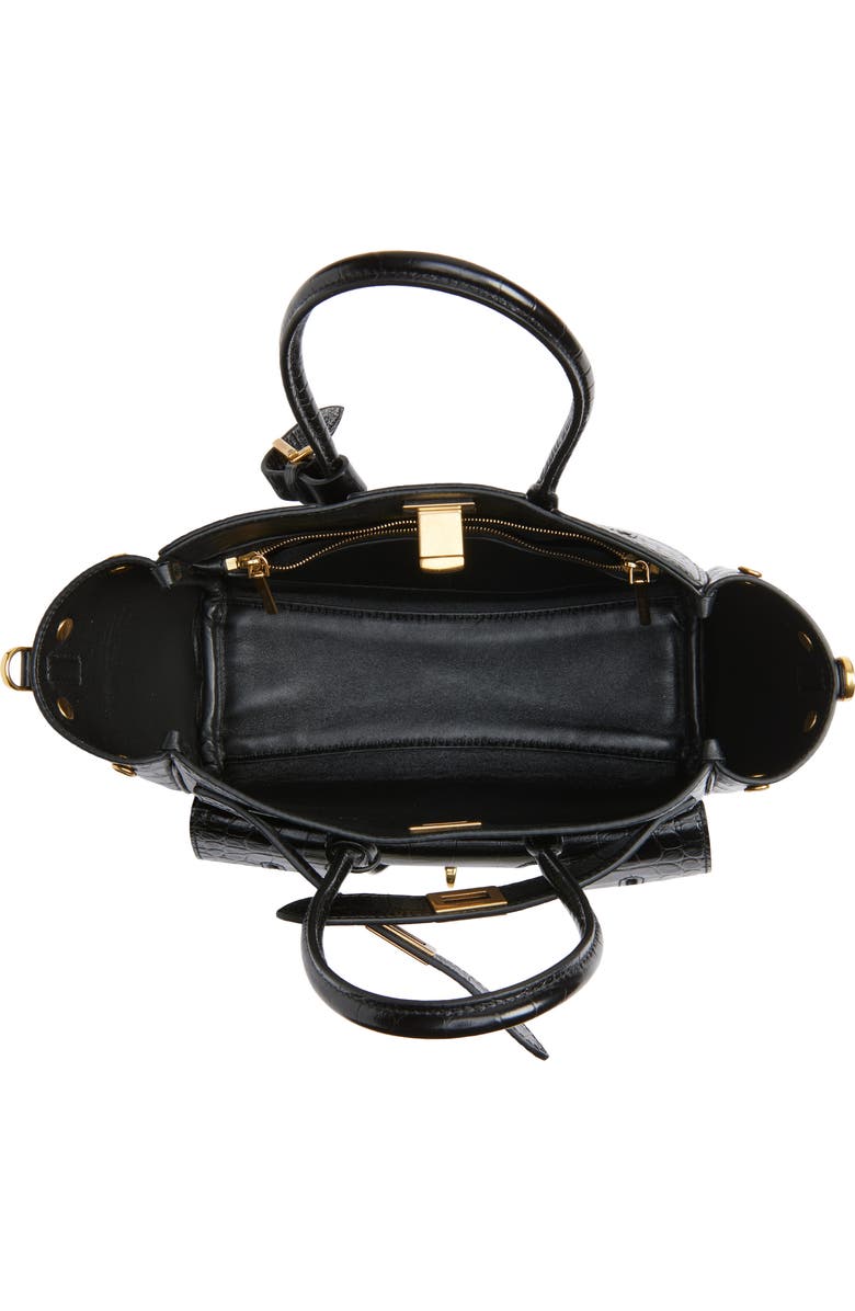 Balenciaga Mini Bel Air Croc Embossed Leather Carry All Tote, Alternate, color, Black