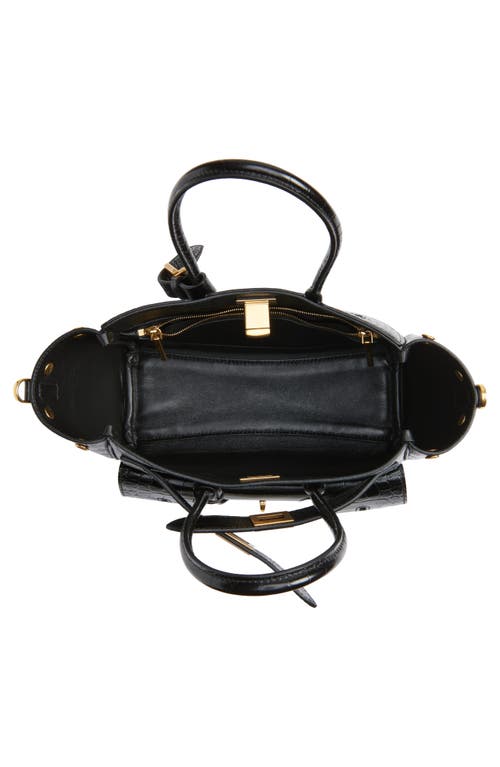 Balenciaga Mini Bel Air Croc Embossed Leather Carry All Tote In Black