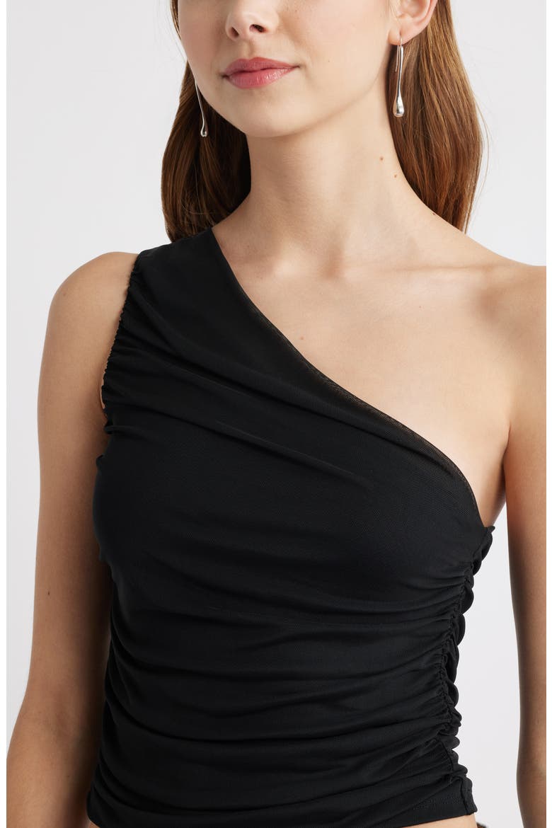One-Shoulder Mesh Top, Alternate, color, BLACK