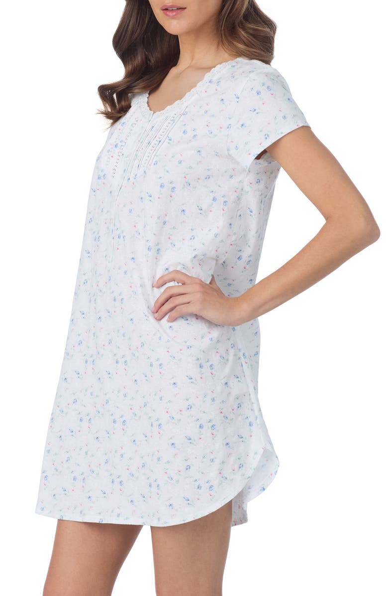 Eileen West Cotton Jersey Short Nightgown, Alternate, color, Rose Bud Print