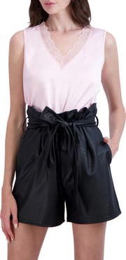 Ookie & Lala Lace Trim V-Neck Satin Tank