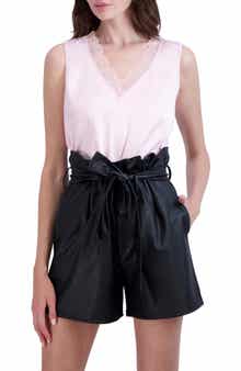 Lace Trim V-Neck Satin Tank