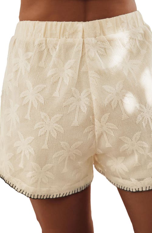 Next Palm Jacquard Open Knit Shorts In Neutral