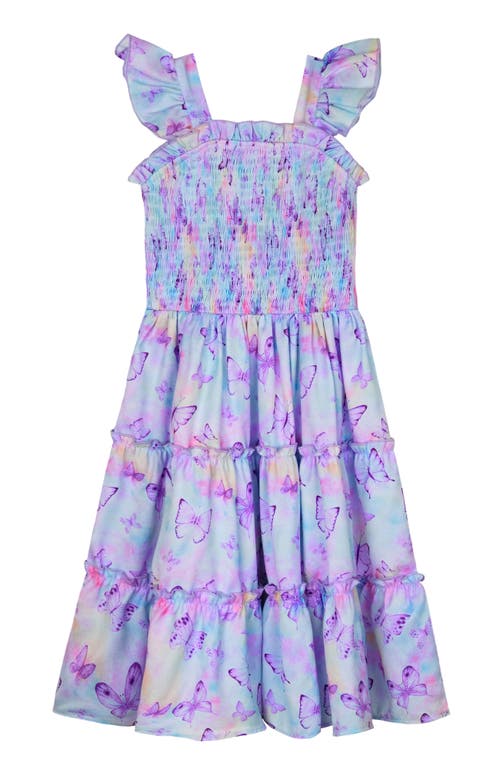 Mia Belle Girls Kids' Spring Butterflies Smocked Tiered Dress