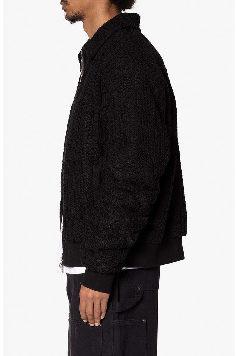 Open Stitch Knit Bomber Jacket, Alternate, color, BLACK
