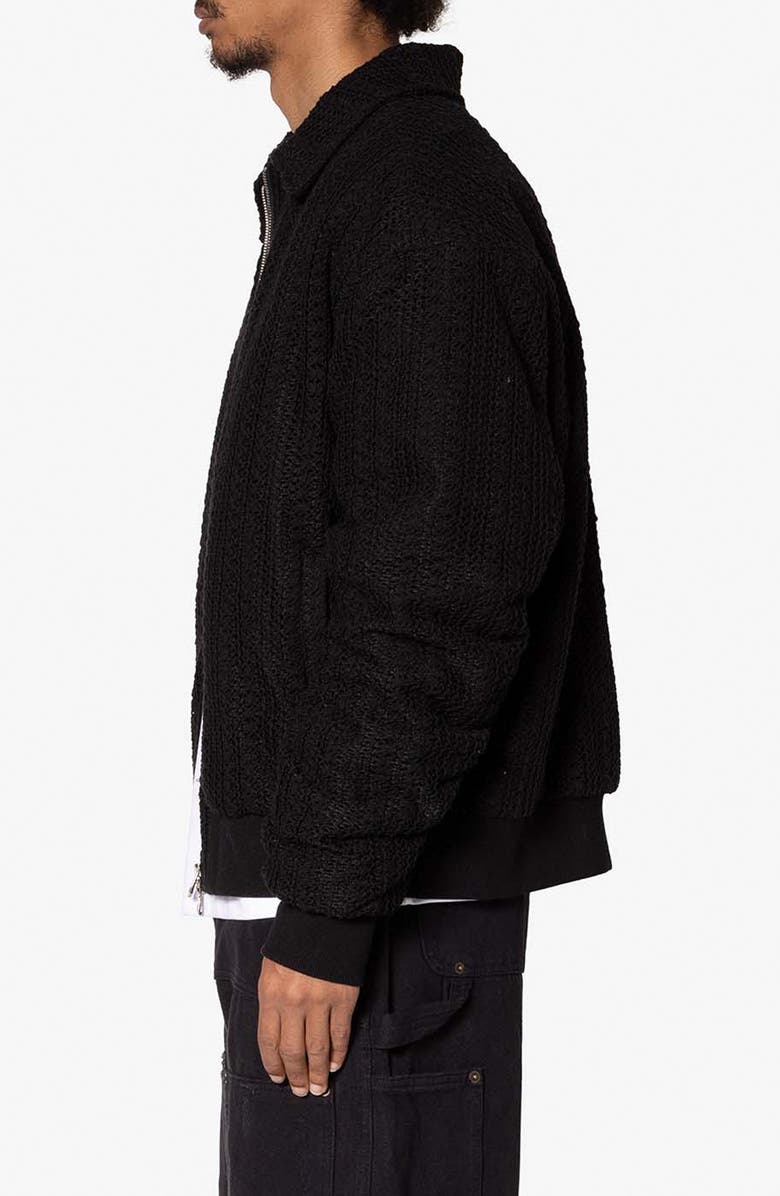 mnml Open Stitch Knit Bomber Jacket, Alternate, color, Black