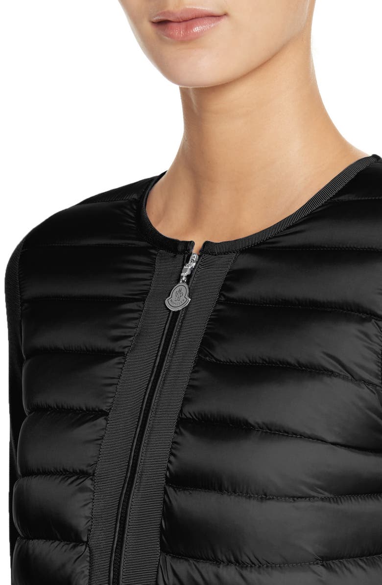 Moncler Maglia Quilted Down Front Tricot Cardigan, Alternate, color, 