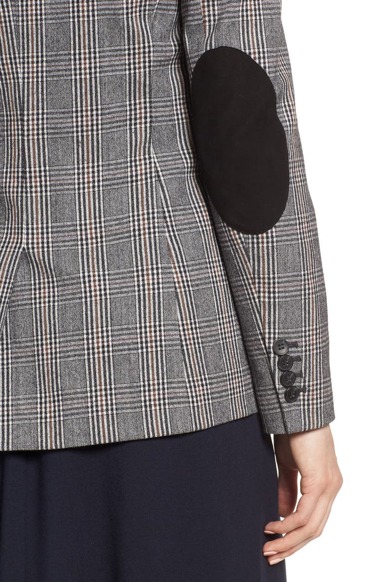 Nordstrom Signature Elbow Patch Plaid Stretch Wool Jacket, Alternate, color,