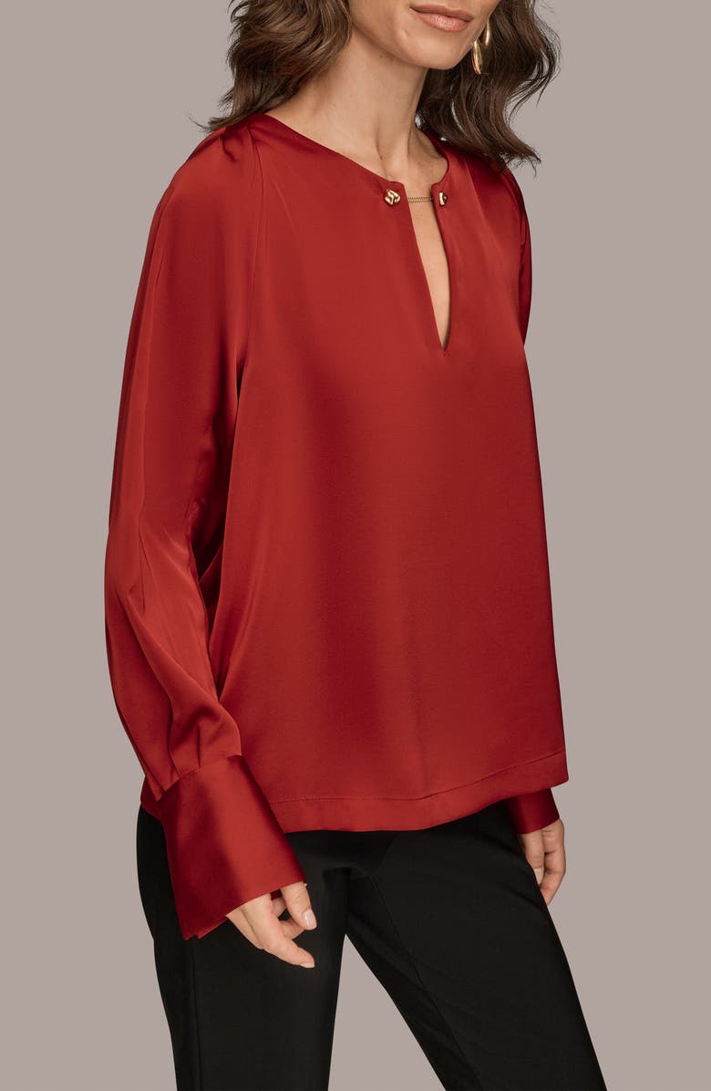 Donna Karan New York Chain Satin Top, Alternate, color, Metropolitan Red