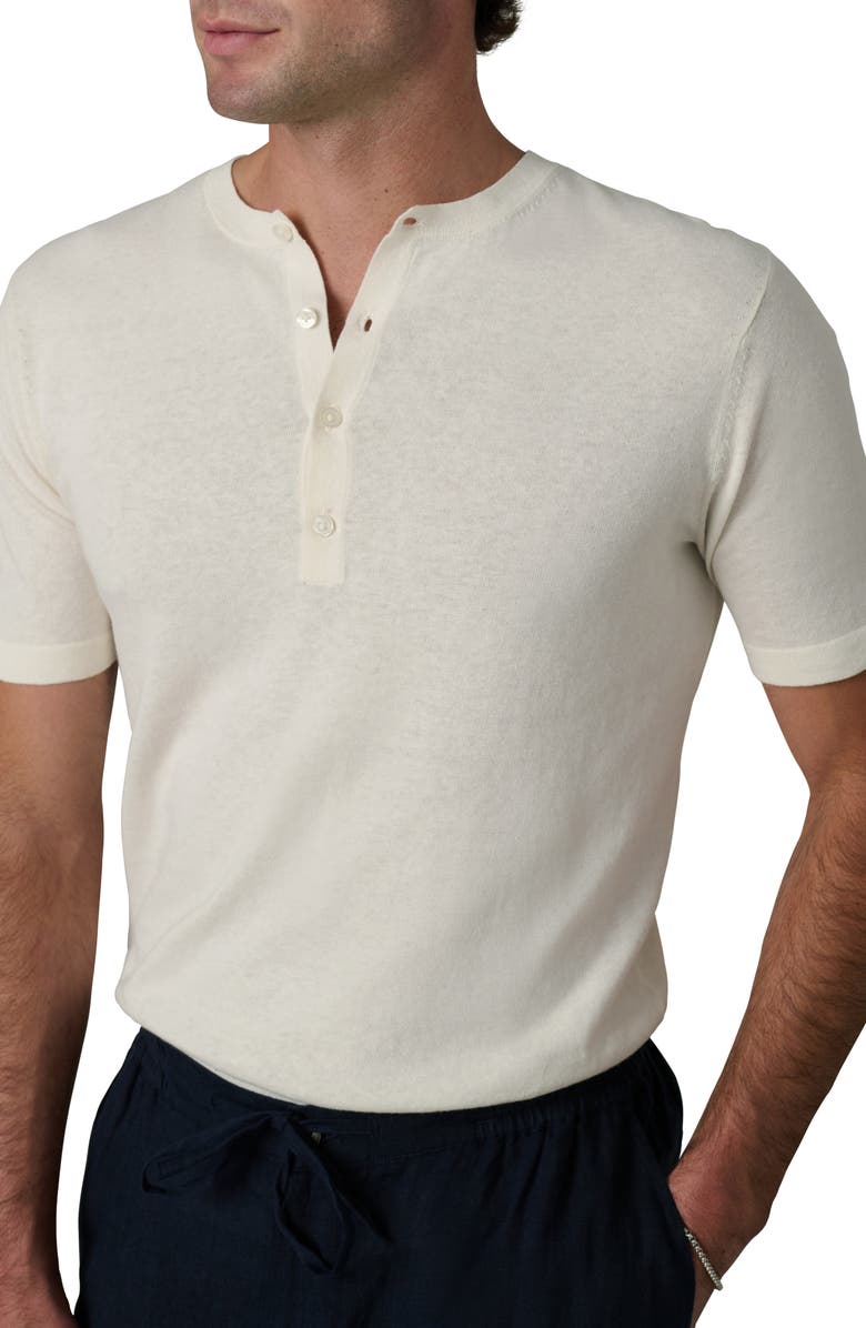 Joe's Short Sleeve Cotton Blend Henley, Alternate, color, Egret
