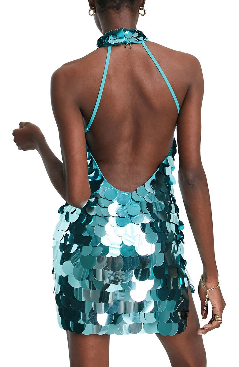 ASOS DESIGN Pailette Halter Neck Minidress, Alternate, color, 