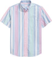 Brooks Brothers Friday Regular Fit Stripe Short Sleeve Cotton Poplin Button-Down Shirt
