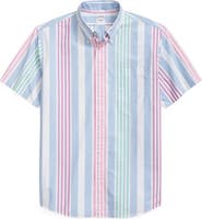 Brooks Brothers Friday Regular Fit Stripe Short Sleeve Cotton Poplin Button-Down Shirt