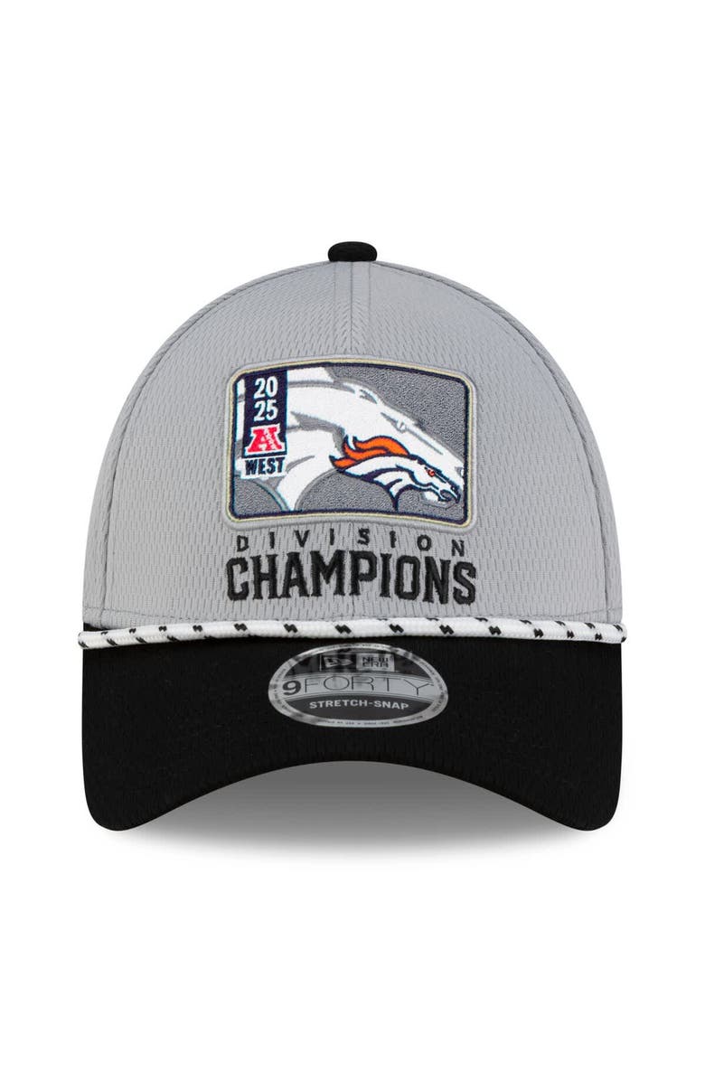 New Era Men
s New Era Gray/Black Denver Broncos 2025 AFC West Division Champions Locker Room Trophy Collection 9FORTY Adjustable Hat, Alternate, color, Gray