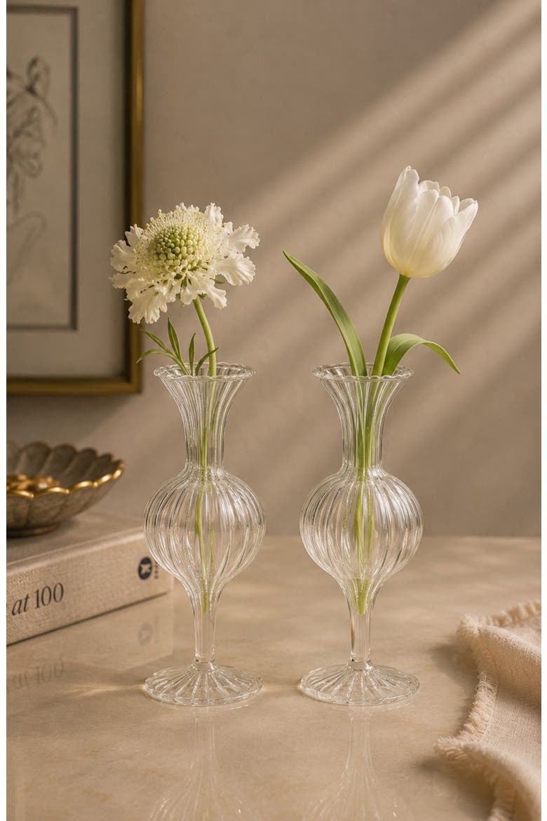 Monet Optic Set of 2 Vases, Alternate, color, CLEAR