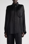 Balenciaga Cocoon Logo Jacquard Oversize Satin Button-Up Shirt